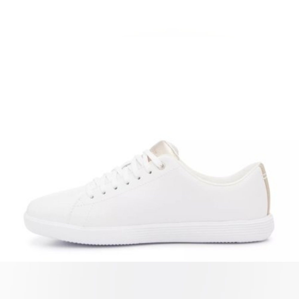 Cole Haan Leather Grand Crosscourt II Sneakers in White/Rose Gold Size 8